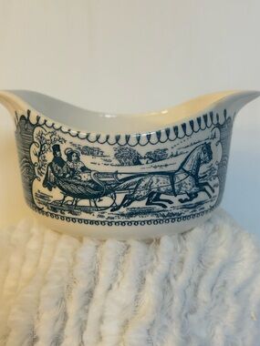 Royal Currier and Ives Blue Gravy Boat